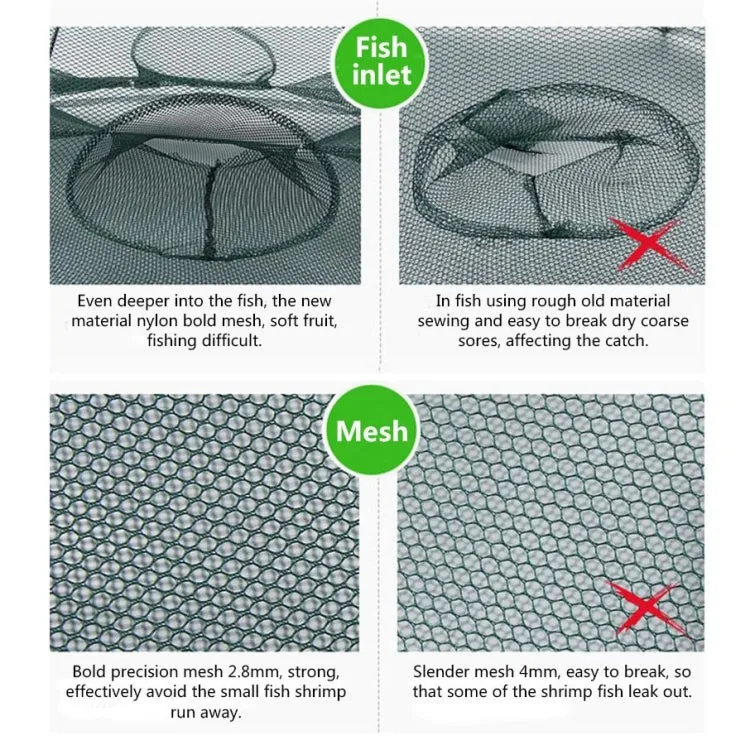 12 Holes Automatic Foldable Fishing Net Nylon Shrimp Crab Minnow Trap Fish Cast Net Fishing Tackle