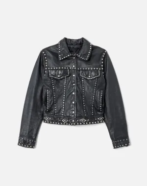 90s Studded Leather Trucker Jacket