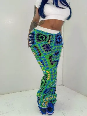 Abstract Colorful Crochet Pants