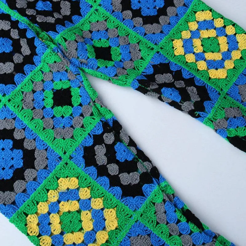 Abstract Colorful Crochet Pants