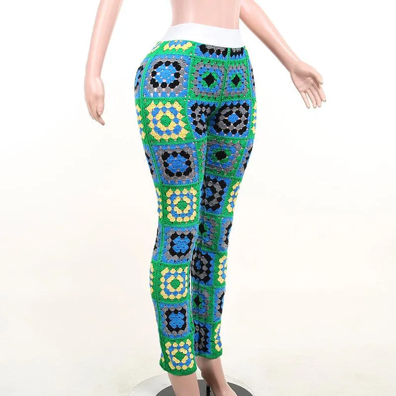 Abstract Colorful Crochet Pants