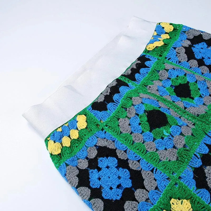 Abstract Colorful Crochet Pants
