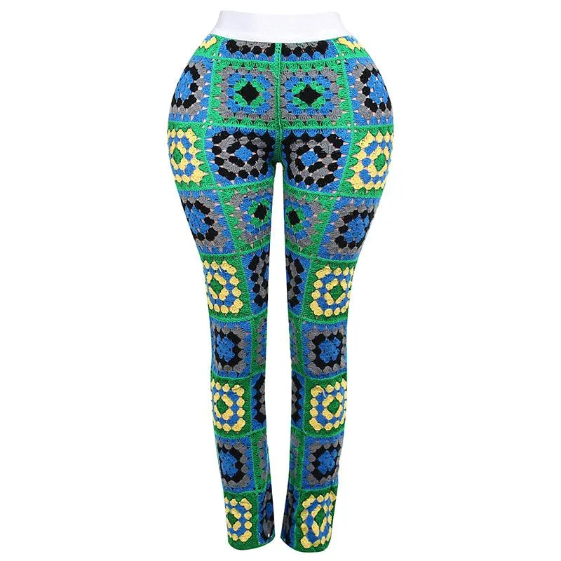 Abstract Colorful Crochet Pants