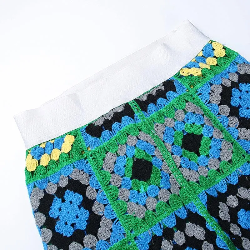 Abstract Colorful Crochet Pants