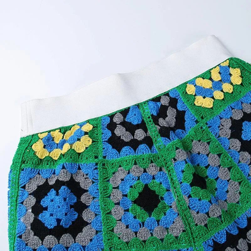 Abstract Colorful Crochet Pants