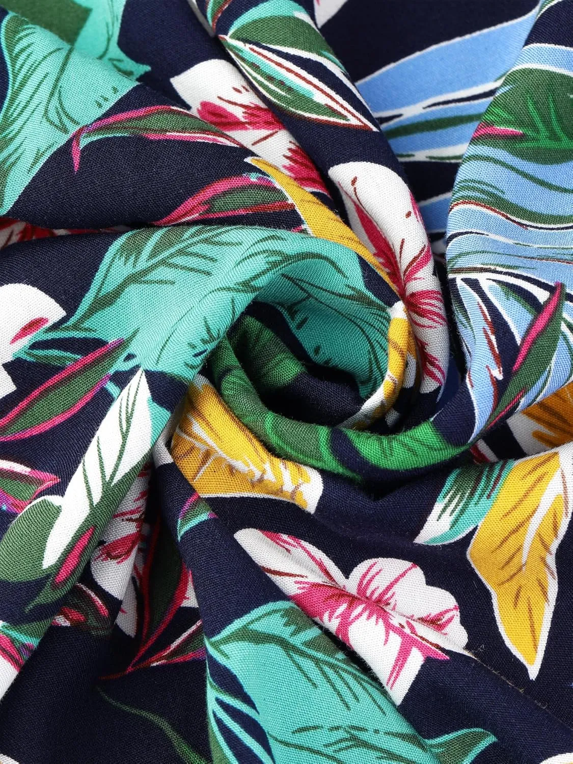Allegra K Women's Tropical Floral Print Ruffle Self Tie Knot Split Beach Hawaiian Wrap Skirt