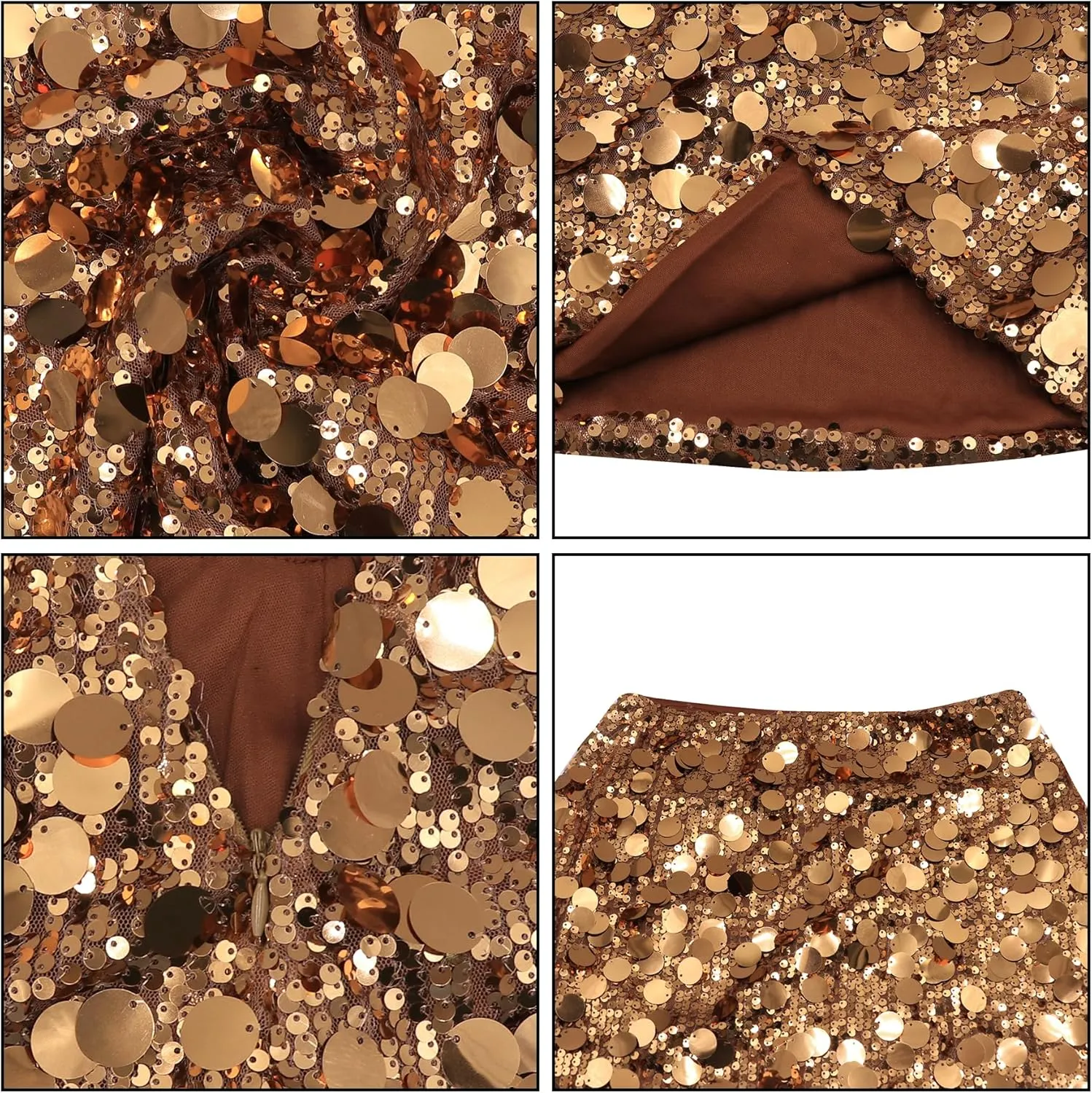 ANKOMINA Women's Sexy Shiny Sequin Mini Skirt Glitter Low Waist Pencil Skirts Bodycon Dance Party Club Short Skirt
