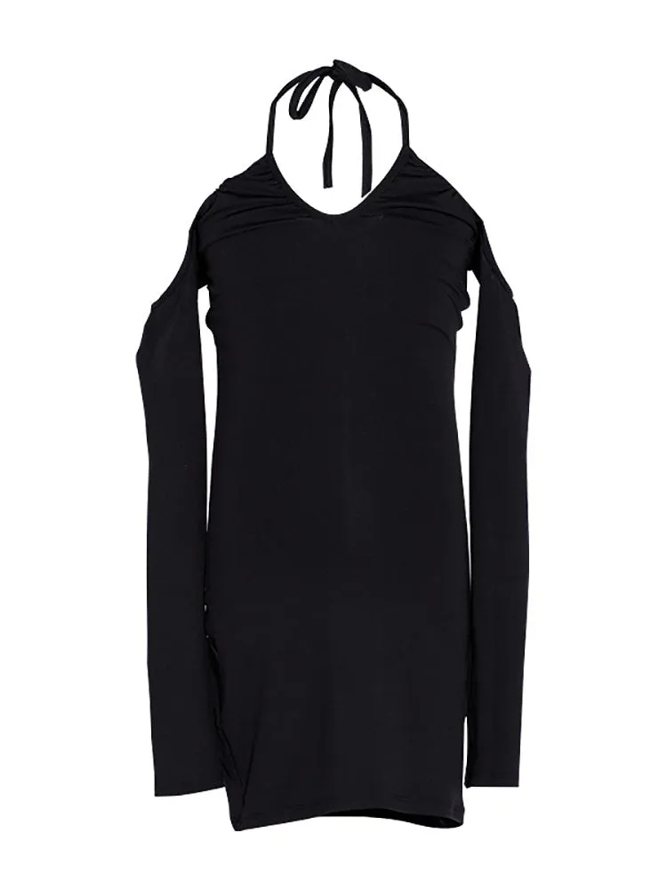 Autumn/Winter Latin Dance Practice Clothes Long-sleeved Suspender Dress