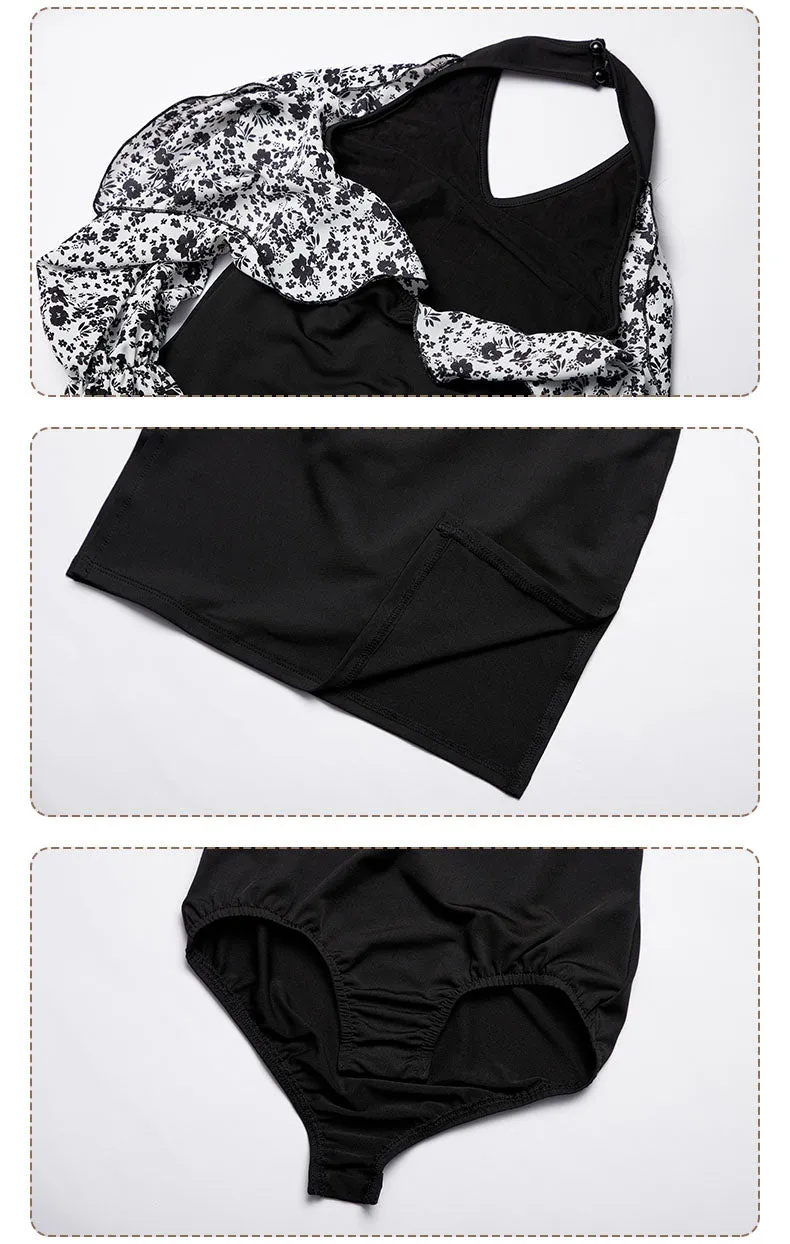 Autumn/Winter Latin Dance Stitching Sleeve Dress Performance Clothing