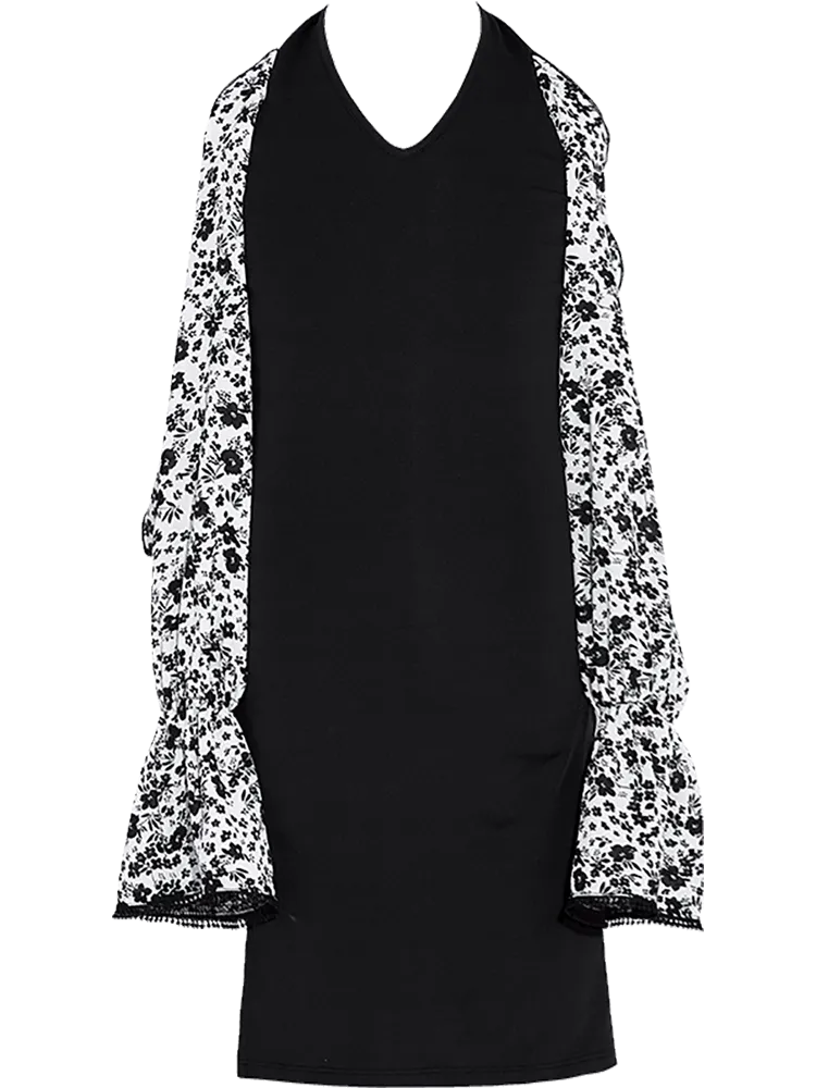 Autumn/Winter Latin Dance Stitching Sleeve Dress Performance Clothing