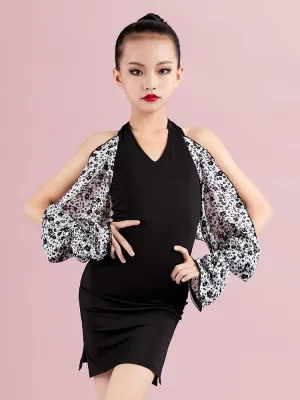 Autumn/Winter Latin Dance Stitching Sleeve Dress Performance Clothing