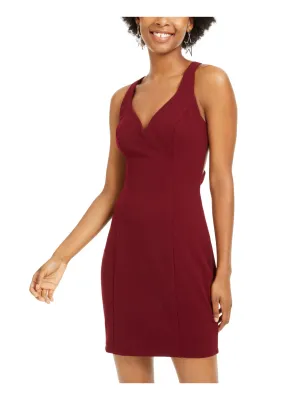 B. Darlin Women's Zippered Sleeveless V Neck Short Sheath Cocktail Dress Red Size 5/6