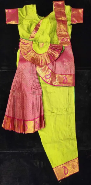 Bharatnatyam Dress | Sneha Green with Pink | Readymade Dance dress