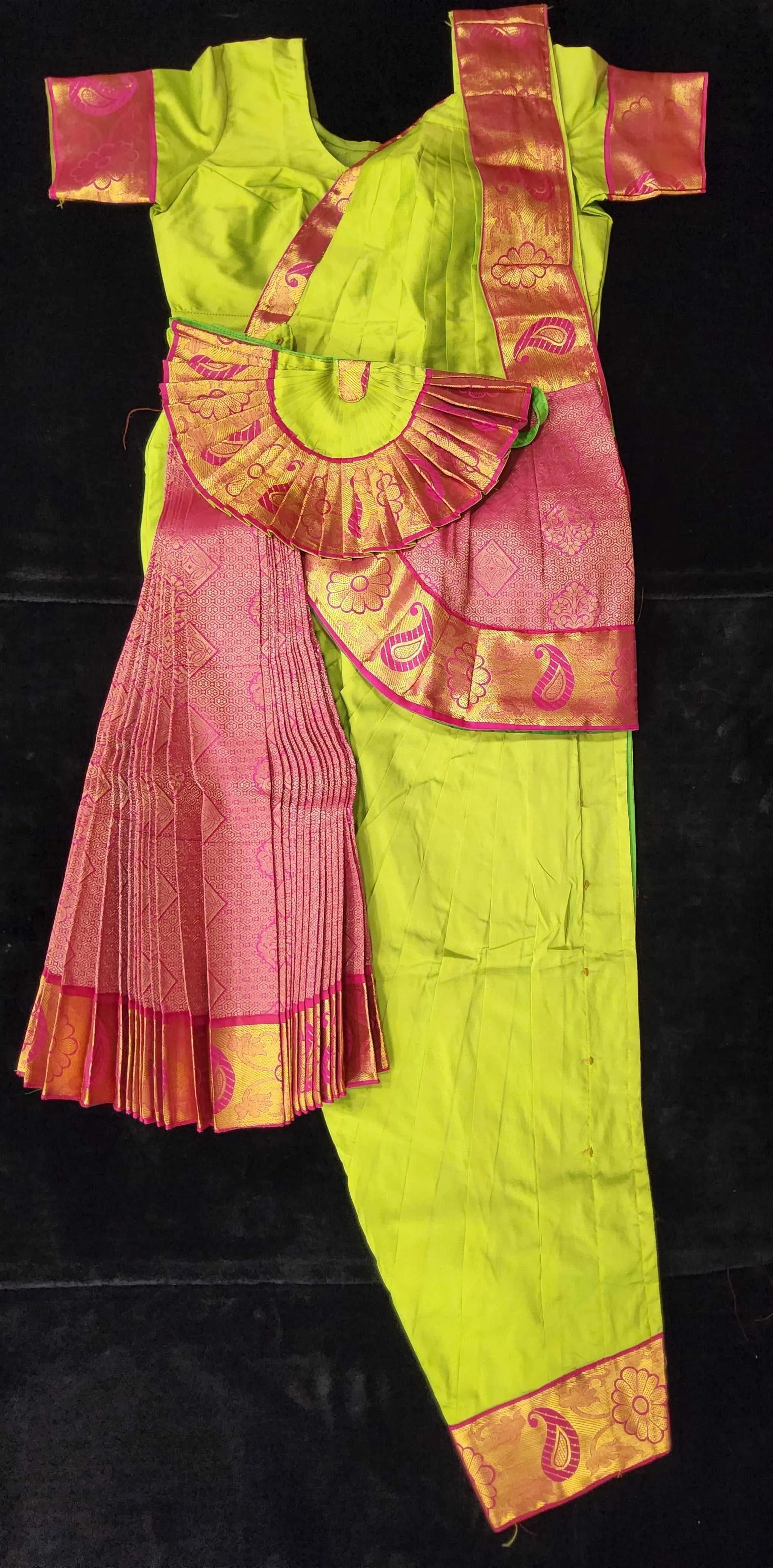 Bharatnatyam Dress | Sneha Green with Pink | Readymade Dance dress