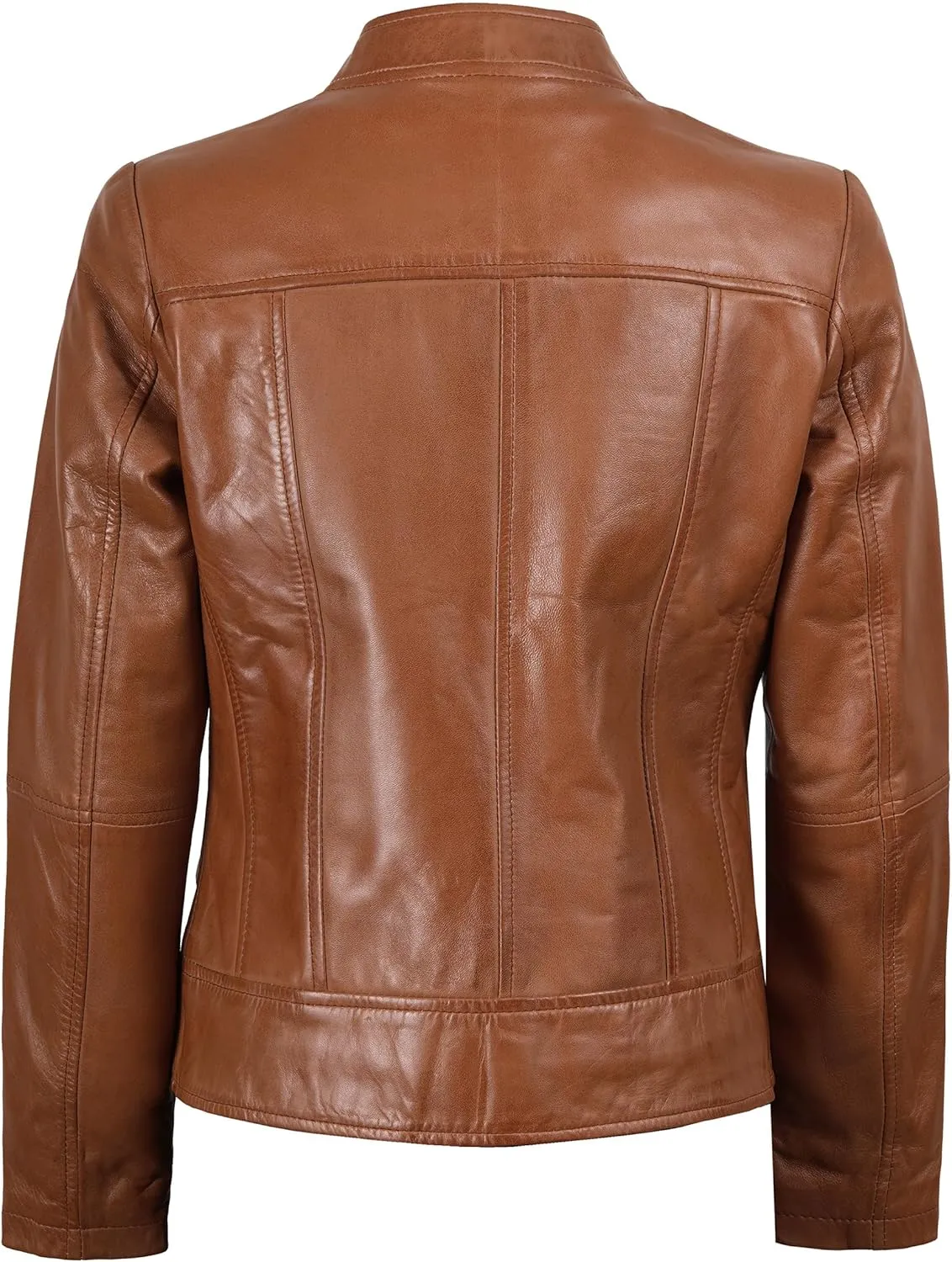 Blingsoul Leather Jacket Women - Cafe Racer Real Lambskin Womens Leather Jacket