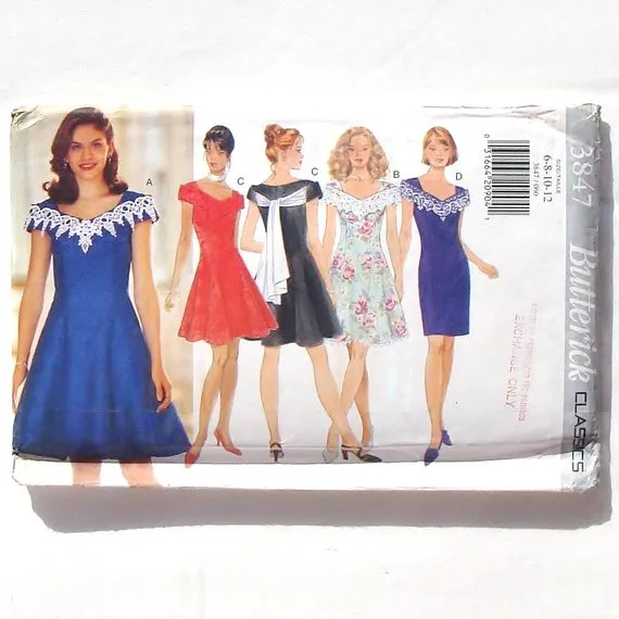 Butterick 3847 Women's Close Fitting Lined Dress Vintage