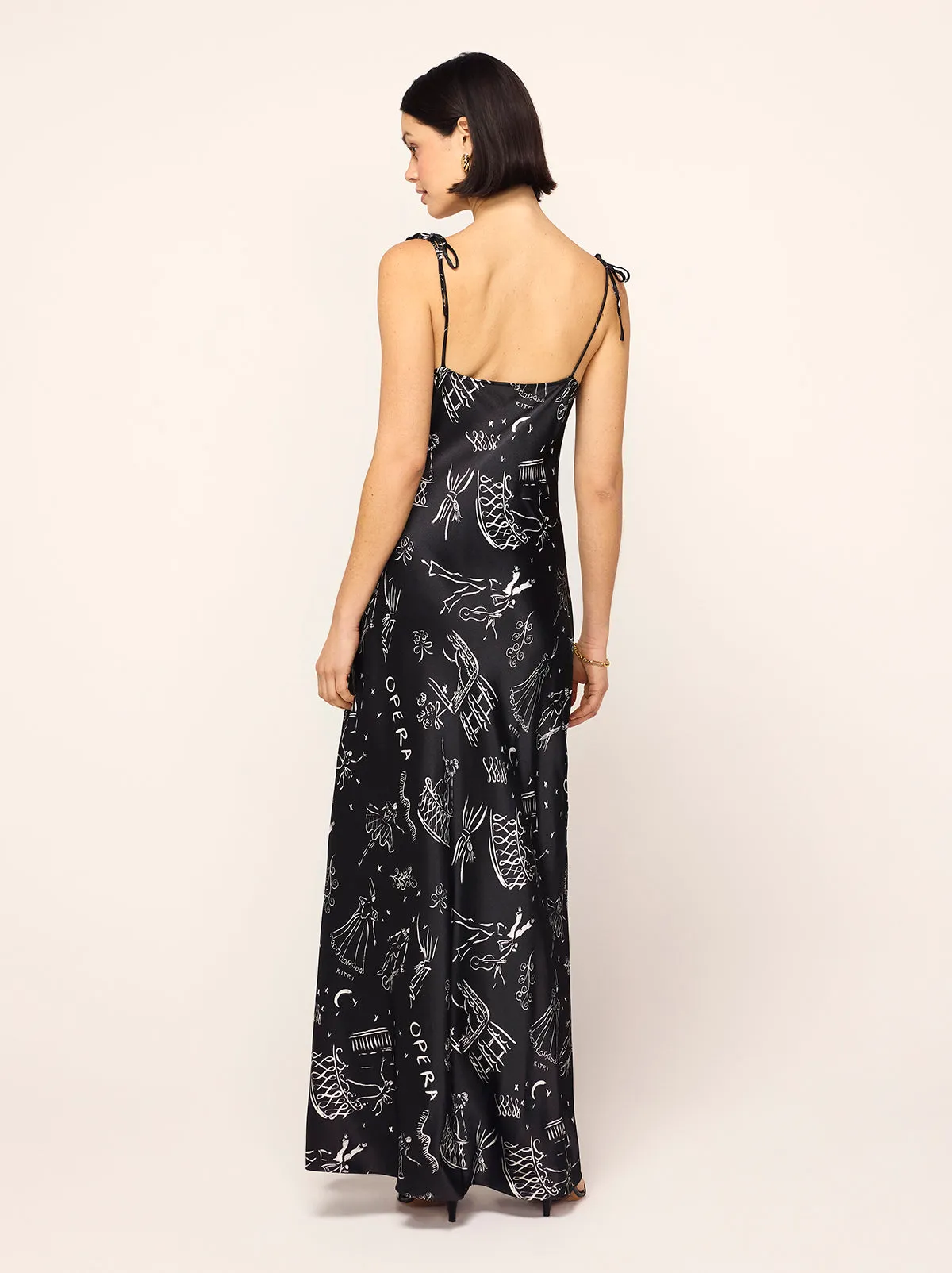 Cindy Black Opera Print Maxi Dress