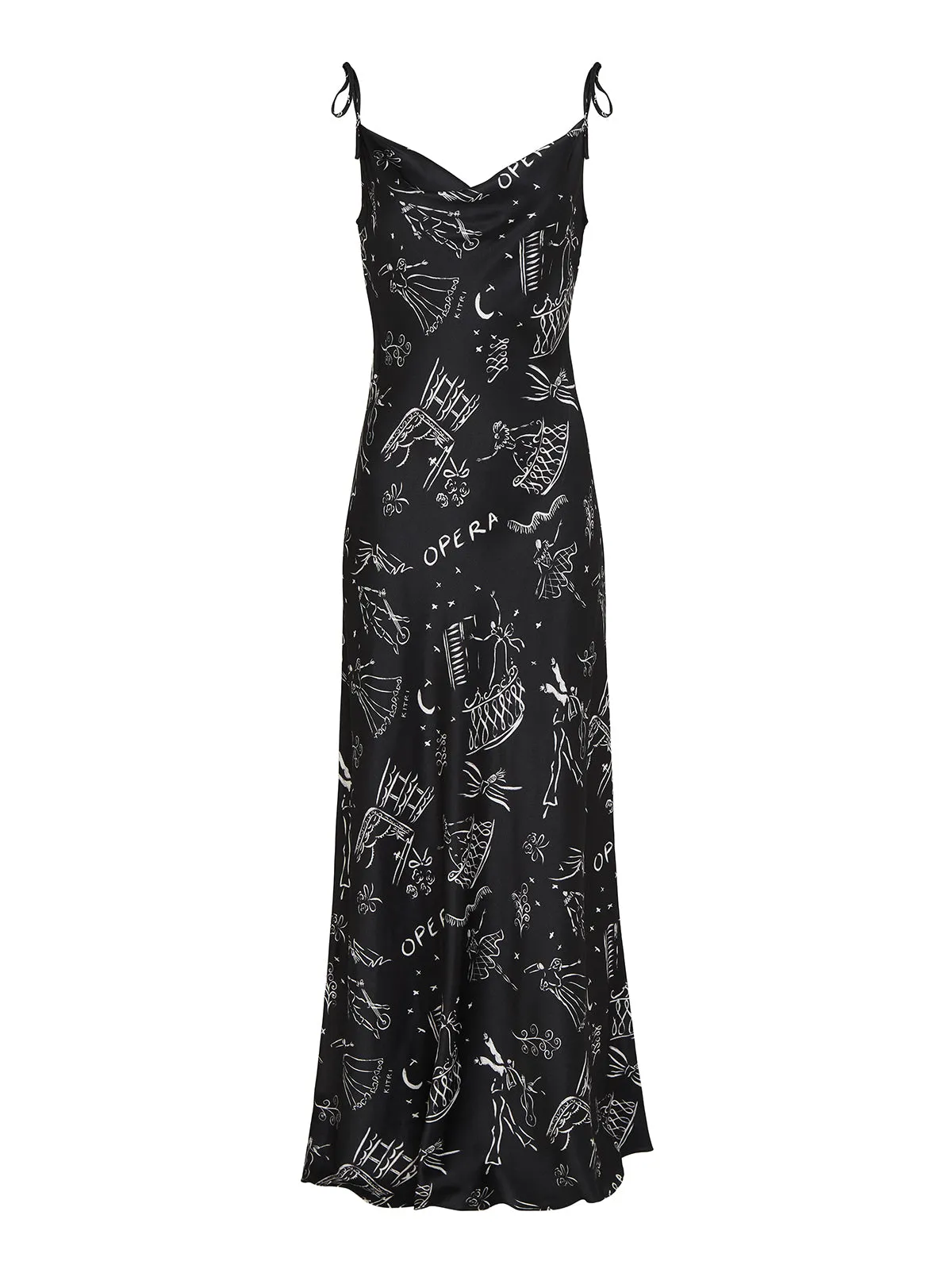 Cindy Black Opera Print Maxi Dress
