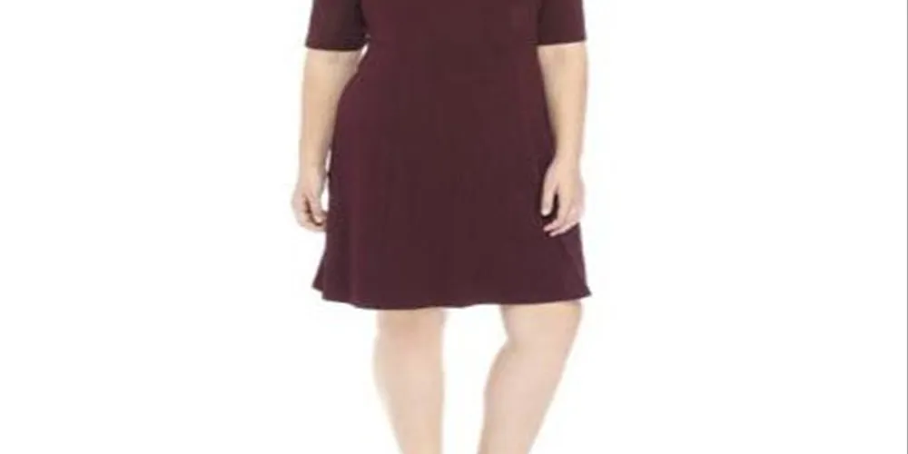 Connected Apparel Women's  Short Sleeve V Neck Short Sheath Cocktail Dress Purple Size 20W