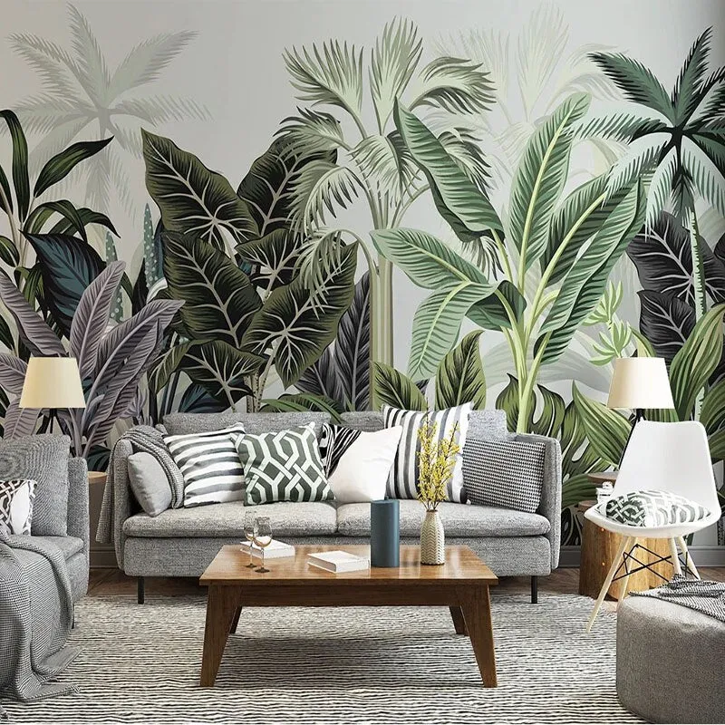 Custom Mural Wallpaper Nordic Tropical Plants (㎡)