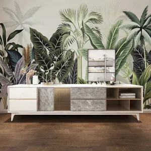 Custom Mural Wallpaper Nordic Tropical Plants (㎡)
