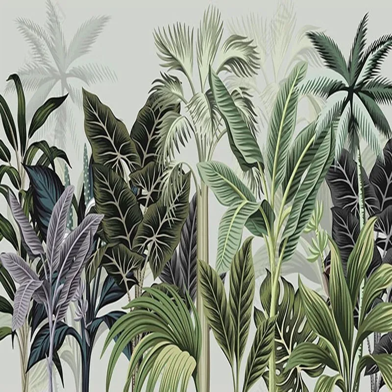 Custom Mural Wallpaper Nordic Tropical Plants (㎡)