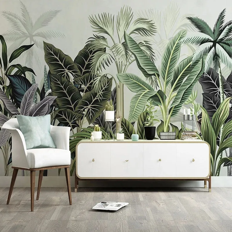 Custom Mural Wallpaper Nordic Tropical Plants (㎡)