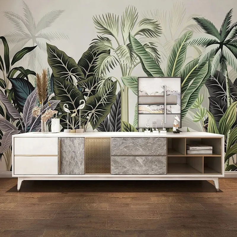 Custom Mural Wallpaper Nordic Tropical Plants (㎡)