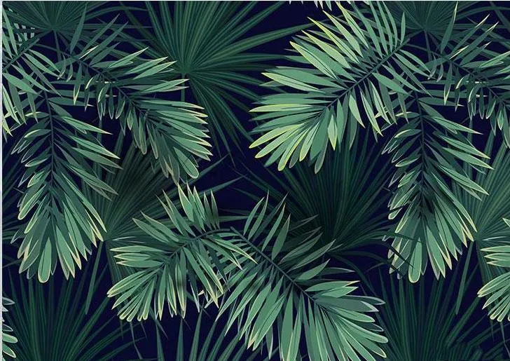 Custom Size Wallpaper Mural Tropical Rainforest Palm Leaves (㎡)