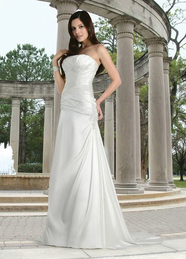 Da Vinci Bridal Gown 50052 White Drop Waist A-Line