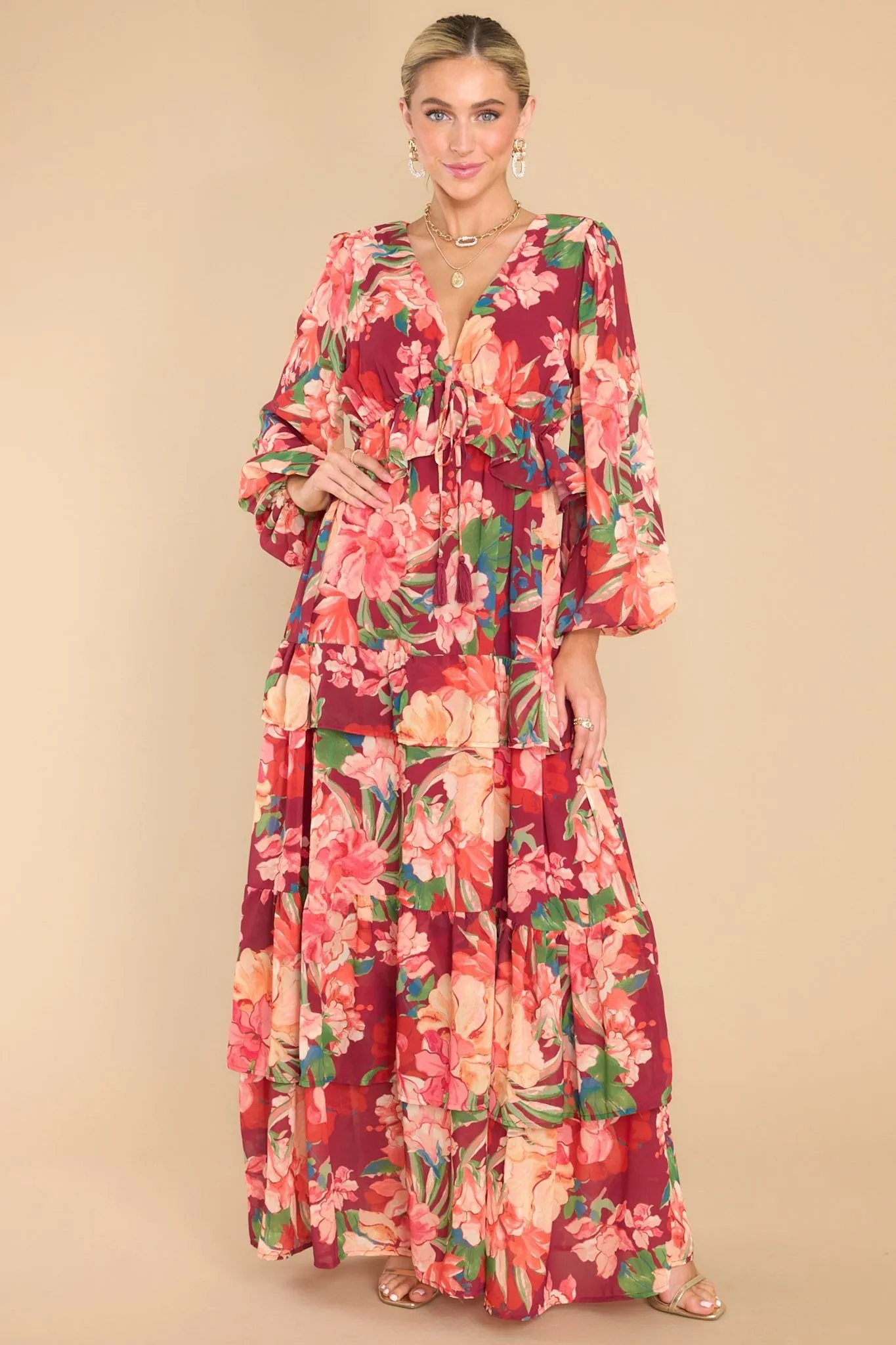 Dance Off Burgundy Multi Maxi Dress