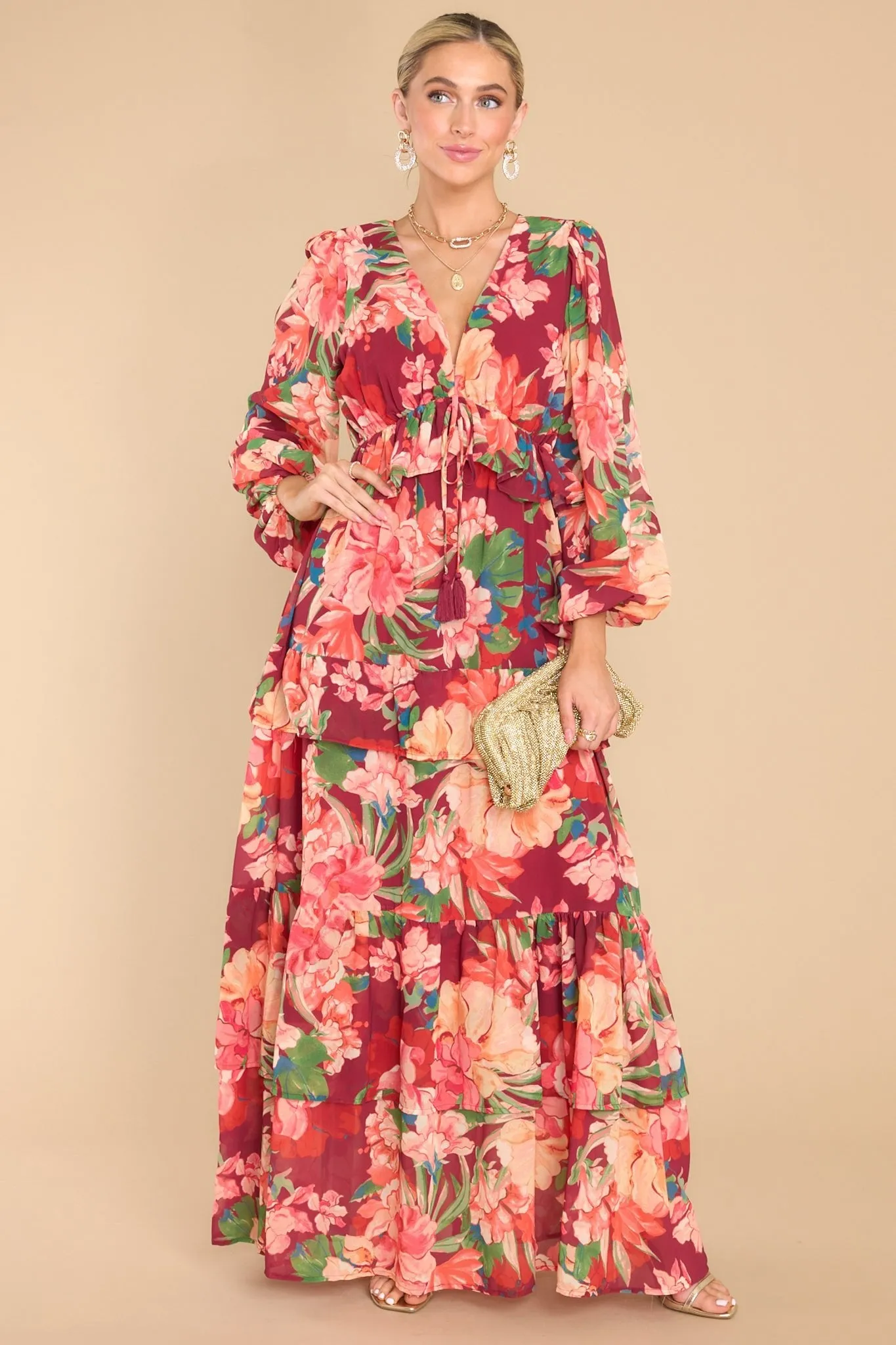 Dance Off Burgundy Multi Maxi Dress