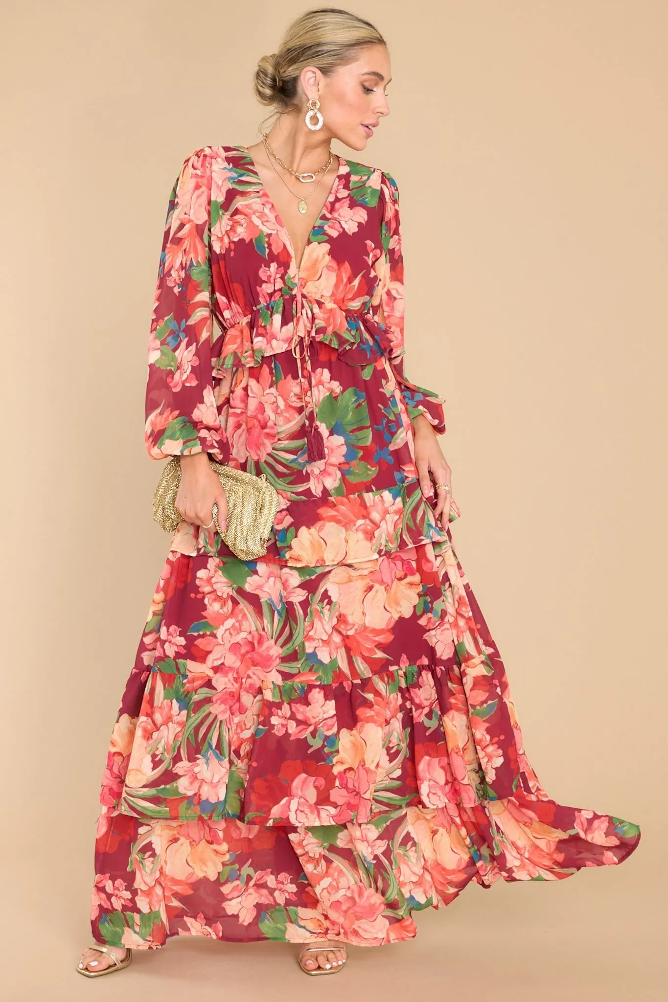 Dance Off Burgundy Multi Maxi Dress