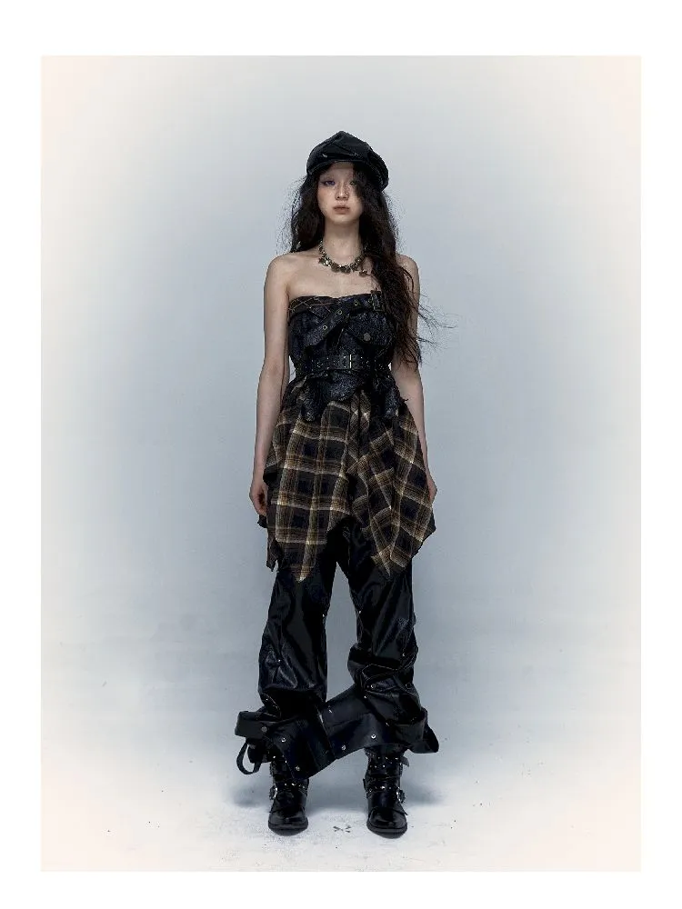 Dark Punk Patchwork Wipe Dress【s0000004681】
