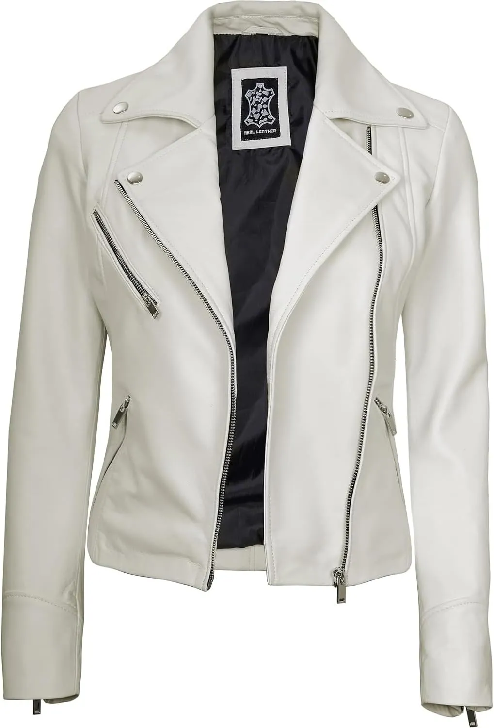 Decrum Asymmetrical Real Leather Jacket Women  Trendy Fashion Lambskin Womens Leather Jacket