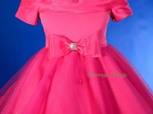FG277B Hot Pink Little Roses Glittering Skirt Wedding Flower Girl Dress Size 2-9