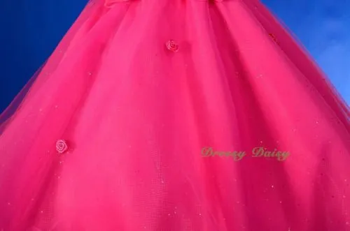 FG277B Hot Pink Little Roses Glittering Skirt Wedding Flower Girl Dress Size 2-9