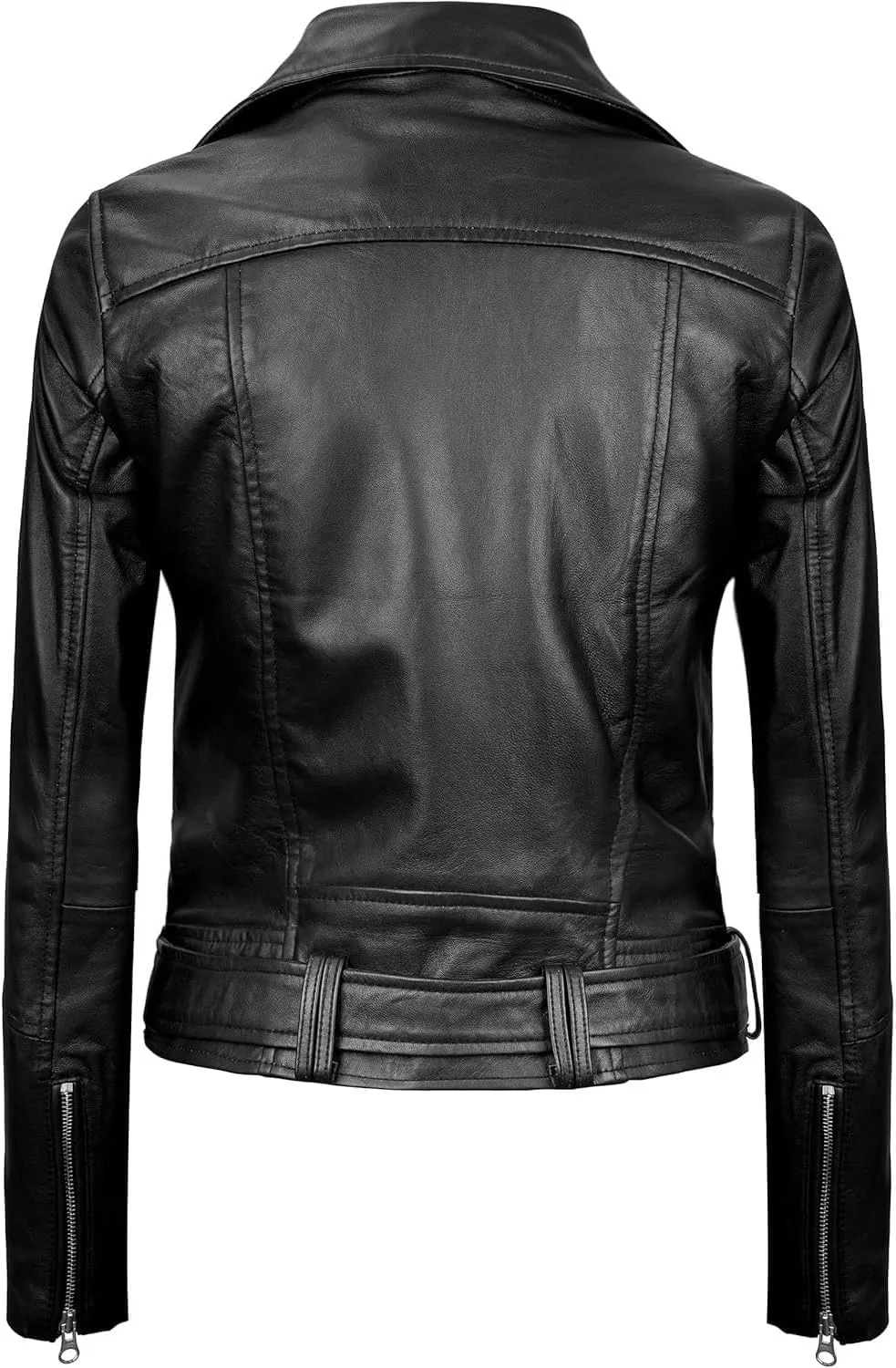fjackets Real Leather Jacket Women - Premium Lambskin Moto Style Leather Jacket For Womens