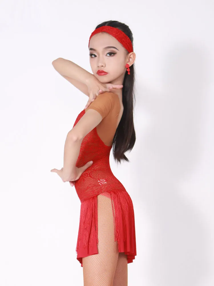 Fringe Pendant Latin Dance Dress Summer Short-sleeved Exercise Clothes