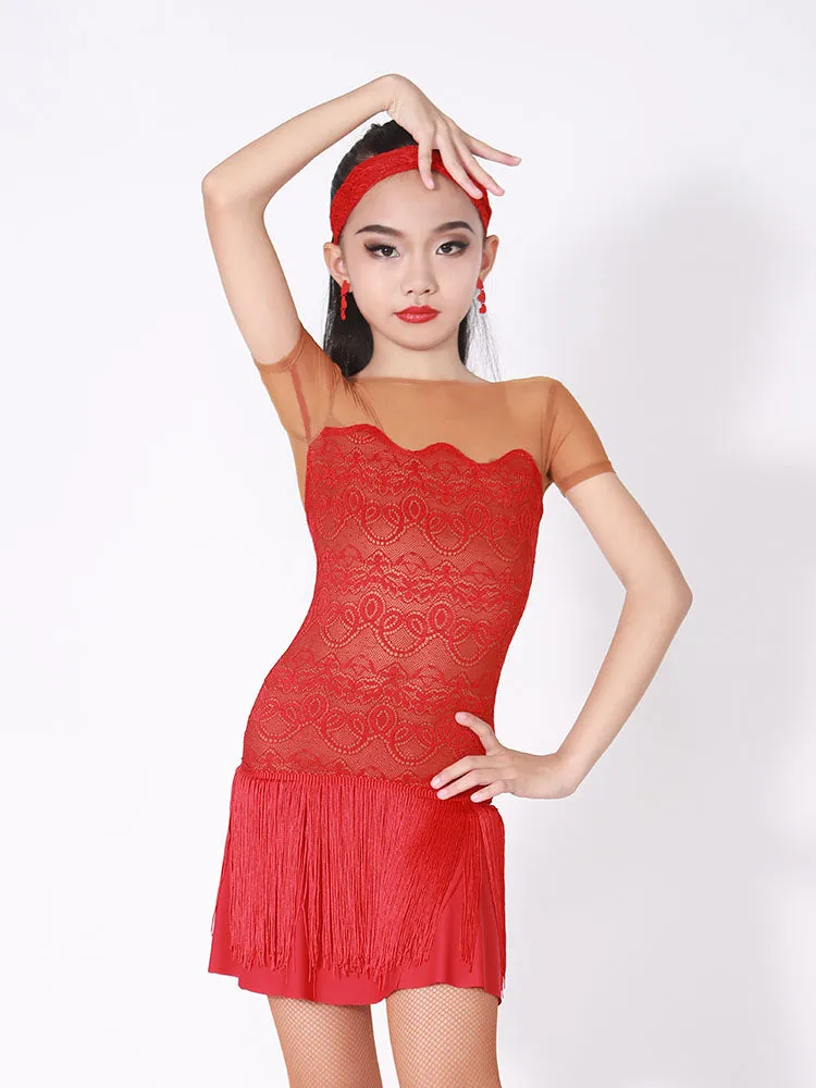Fringe Pendant Latin Dance Dress Summer Short-sleeved Exercise Clothes
