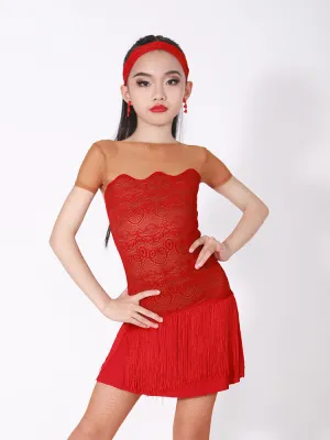Fringe Pendant Latin Dance Dress Summer Short-sleeved Exercise Clothes