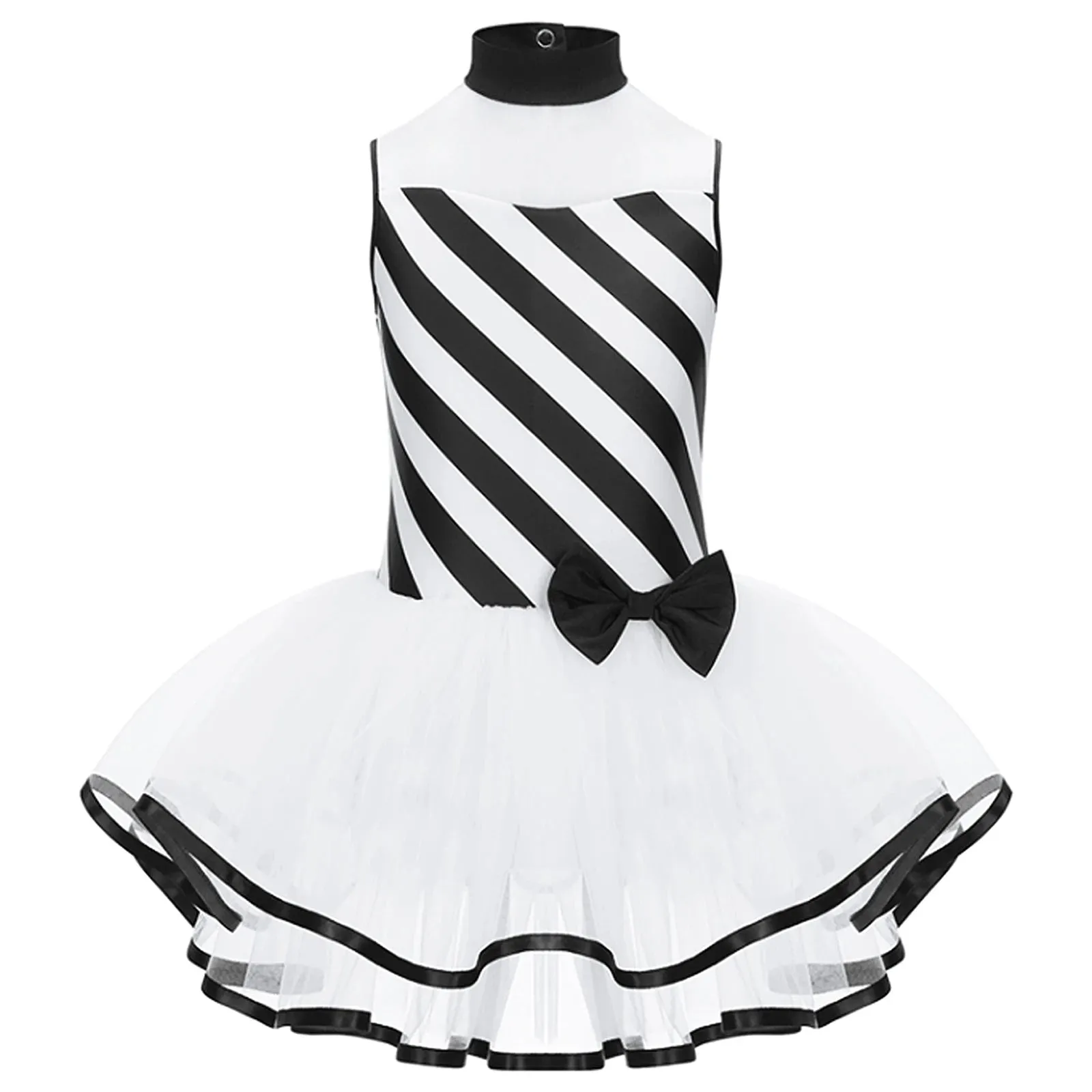 Girls Ballet Tutu Dress Striped Leotard for Stage  Dance Performance