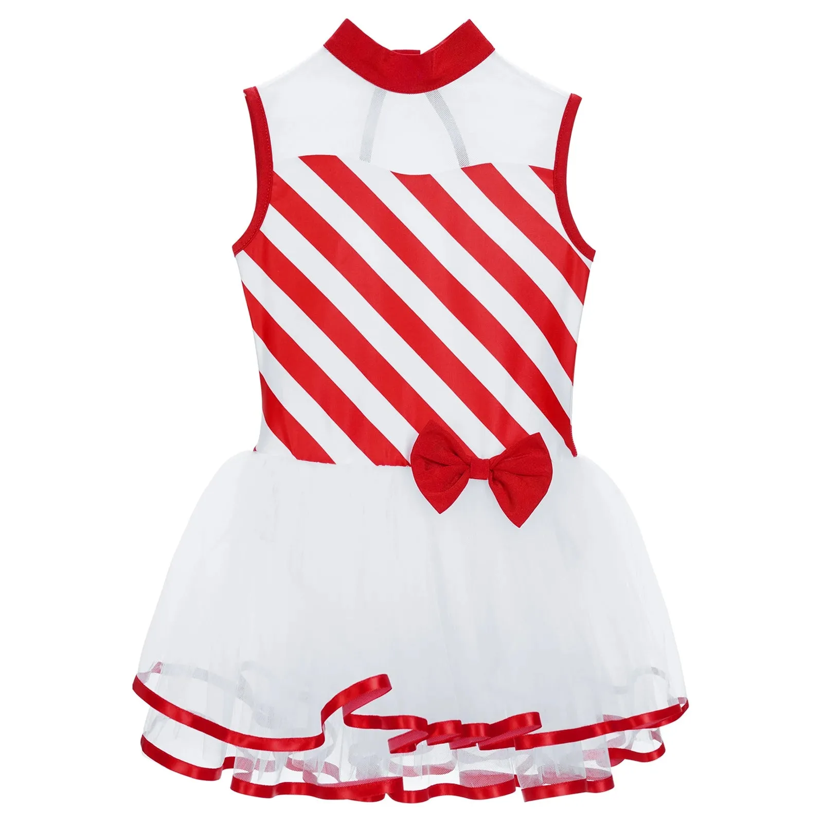 Girls Ballet Tutu Dress Striped Leotard for Stage  Dance Performance