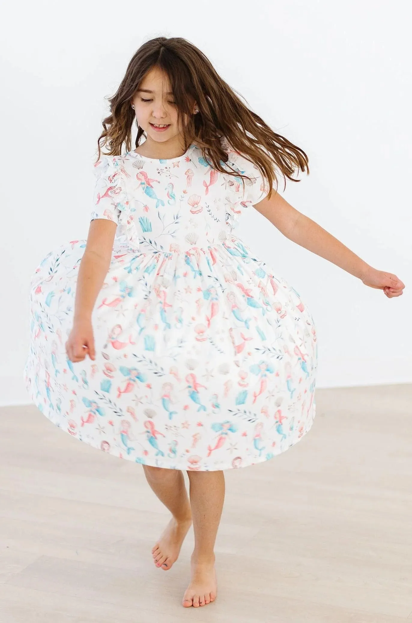 Girls Mermaid Friends Ruffle Twirl Dress
