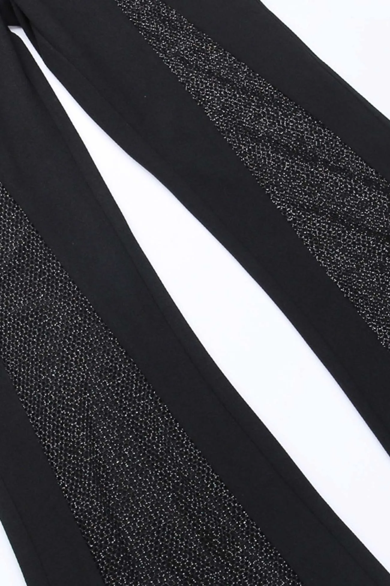 Glitter Hollow Out Patchwork Flares Long Pants