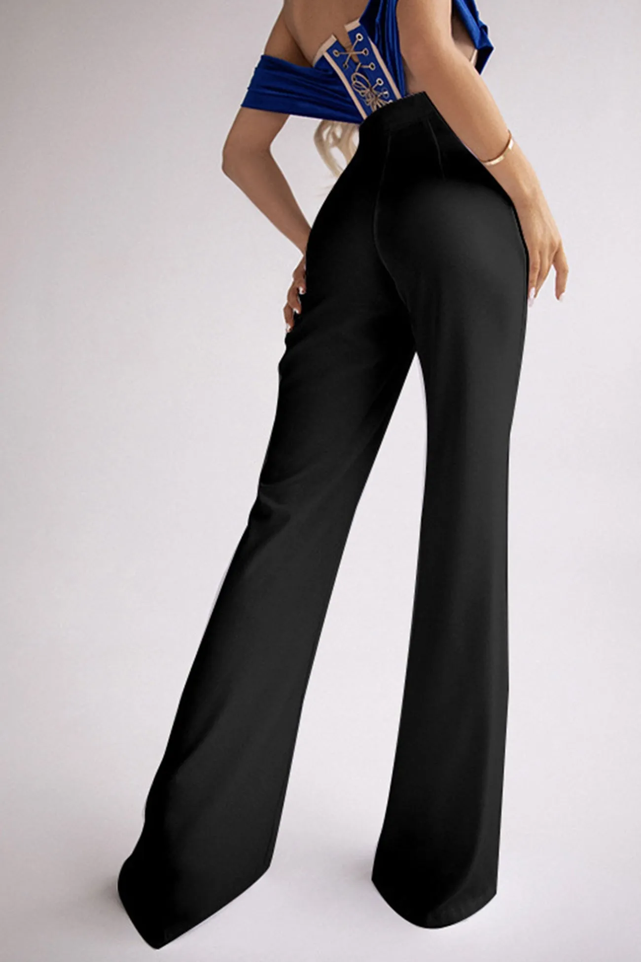 Glitter Hollow Out Patchwork Flares Long Pants