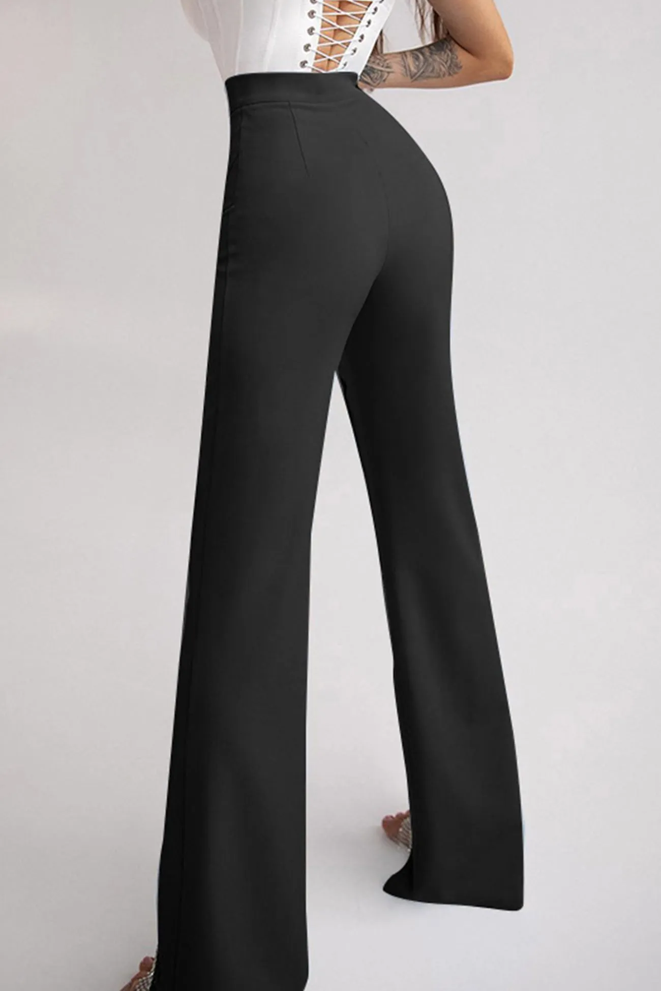 Glitter Hollow Out Patchwork Flares Long Pants