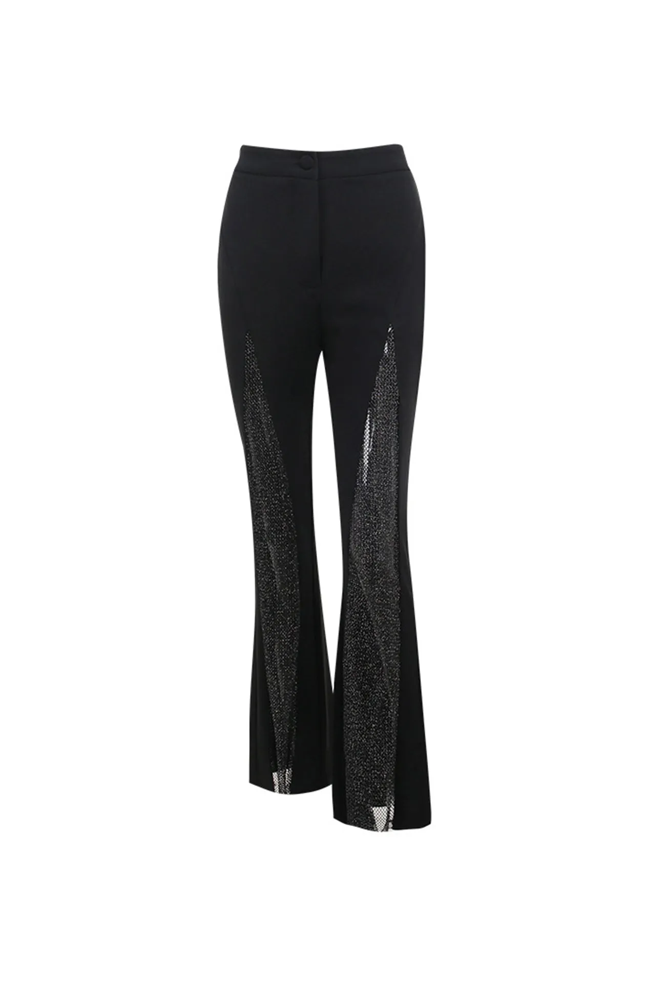 Glitter Hollow Out Patchwork Flares Long Pants