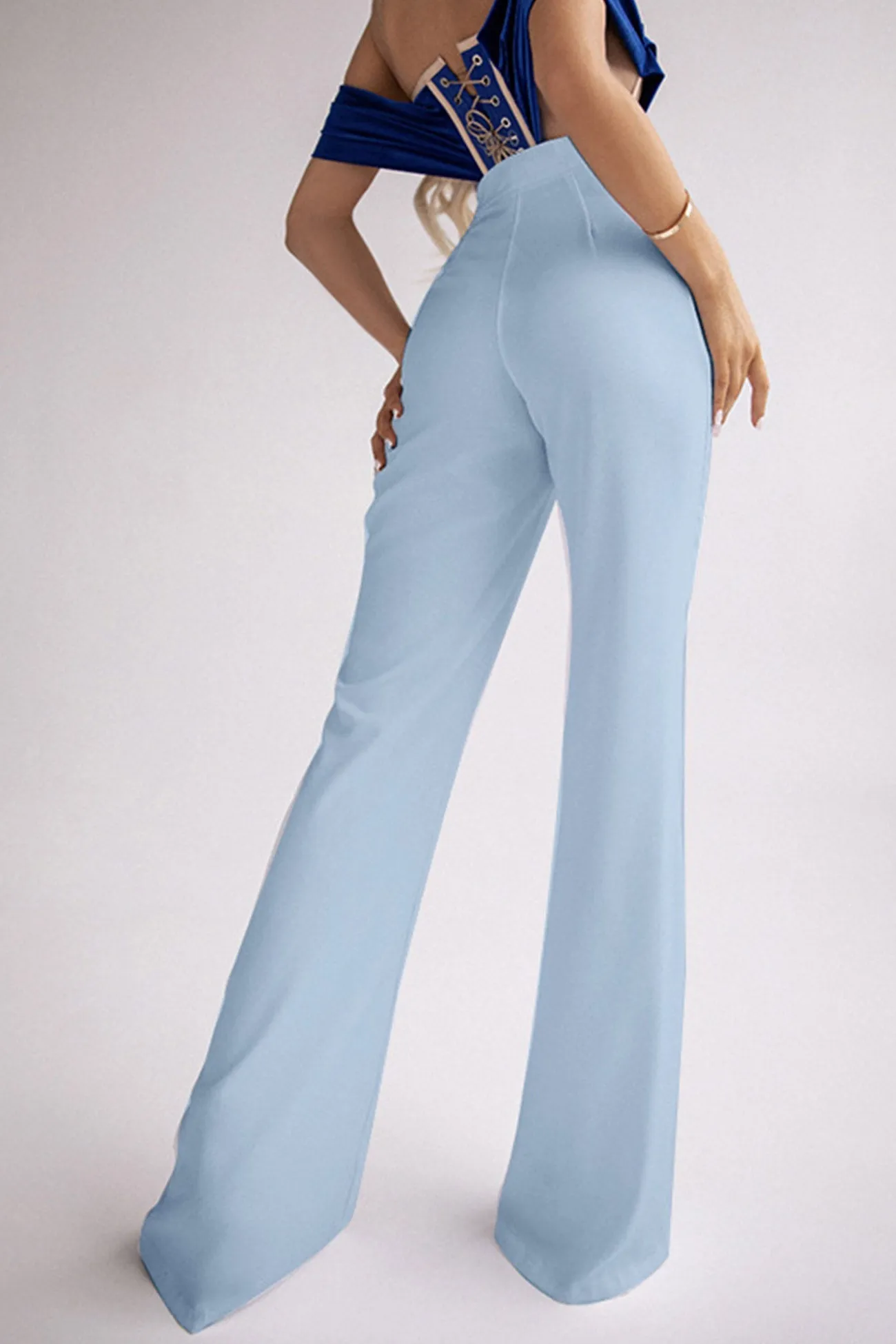 Glitter Hollow Out Patchwork Flares Long Pants