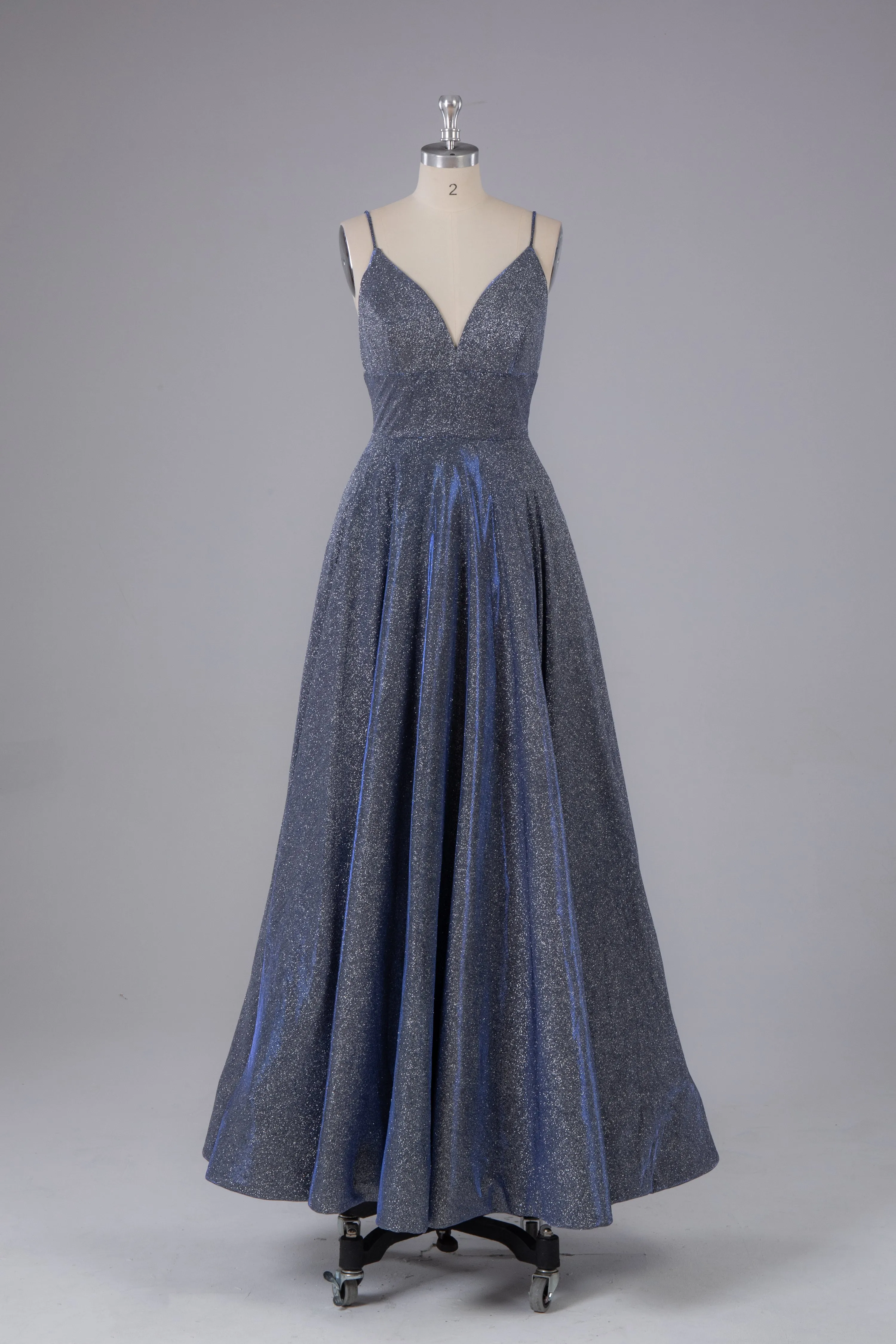 kamahe Charming A-line V Neck Backless Floor Length Prom Dress